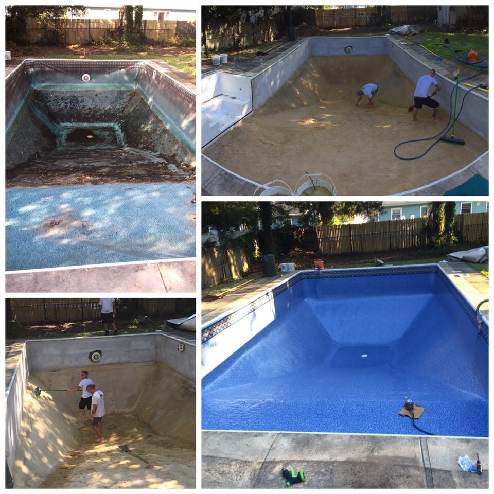 Pool after seven years of neglect before service